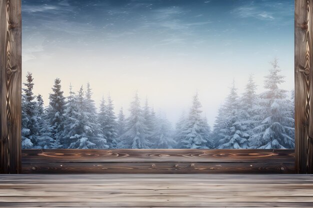 Foto la tranquilidad de los pinos cubiertos de nieve vistas de invierno desde varios ángulos