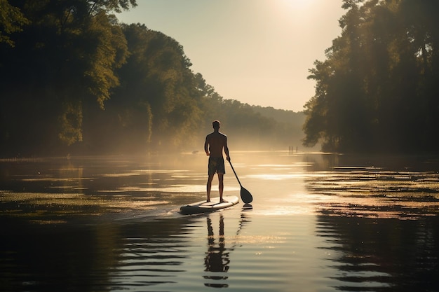 Tranquilidad en el remo: una imagen capturada por la IA generativa Muz Aquatic Adventure