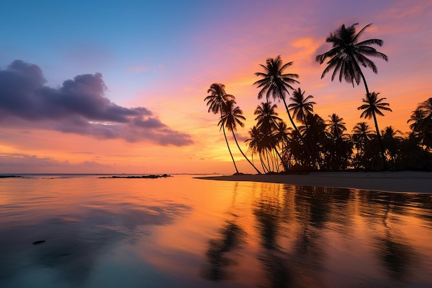 Tranquilidad tropical hermosa playa con cocoteros