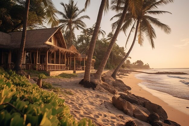 Foto tranquilidad tropical resort de playa de lujo cerca de zanzíbar