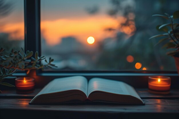 Tranquilidade à noite Atmosfera aconchegante melhorada pelo conforto dos livros
