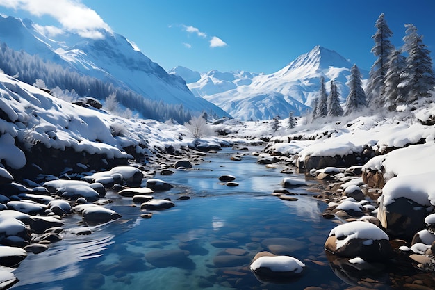 Foto tranquilidade gelada silêncio nas montanhas nevadas