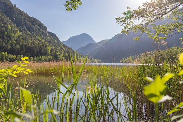 Tranquilo atardecer en el lago Lake Thumsee Alemania