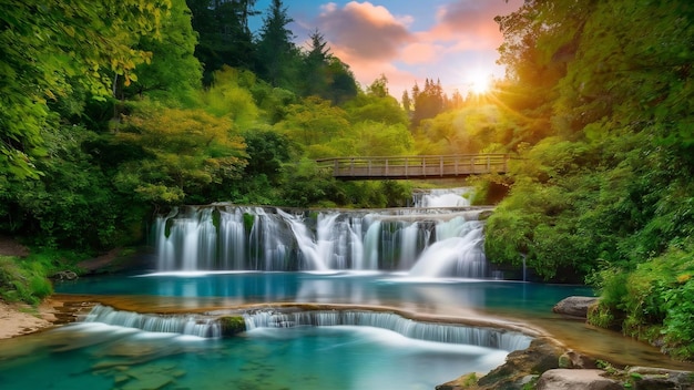 Tranquilo y hermoso paisaje de Whatcom Falls en el estado de Washington