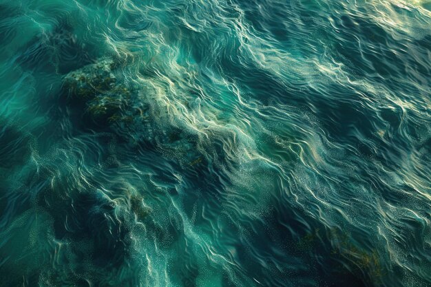 Tranquilo océano azul verde con suaves ondas en la isla Catalina