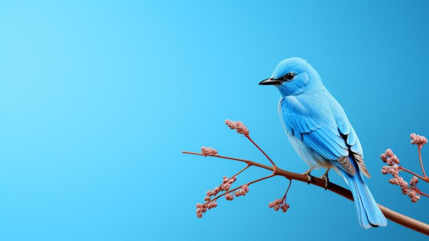 Foto un tranquilo pájaro azul se alza con gracia en una rama delgada