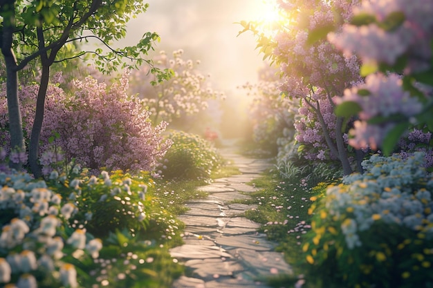 Un tranquilo paseo matutino a través de una guardia en flor