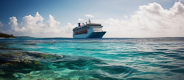 Foto un transatlántico de lujo en mares tropicales