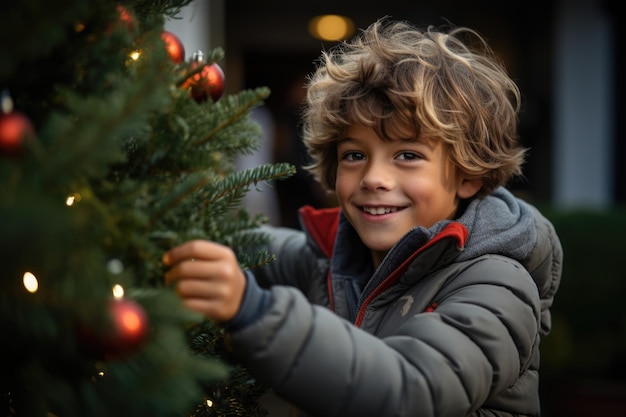 Transformação de Árvore Mágica O encantamento do Natal ganha vida quando um menino magicamente transforma uma árvore comum em um país das maravilhas festivo