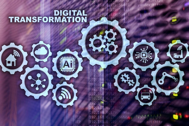 Transformación digital Concepto de digitalización de procesos de negocio de tecnología Fondo de centro de datos