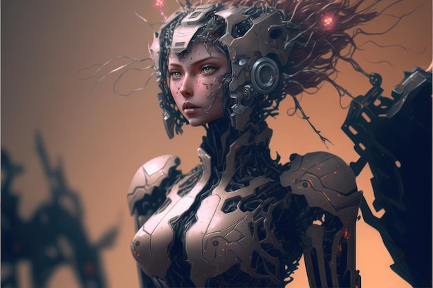 Transformando la belleza cyborg con una niña humanoide