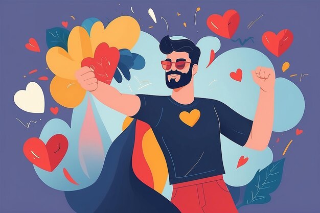 Transformando la negatividad Ilustración de vector plano con el poder del amor propio