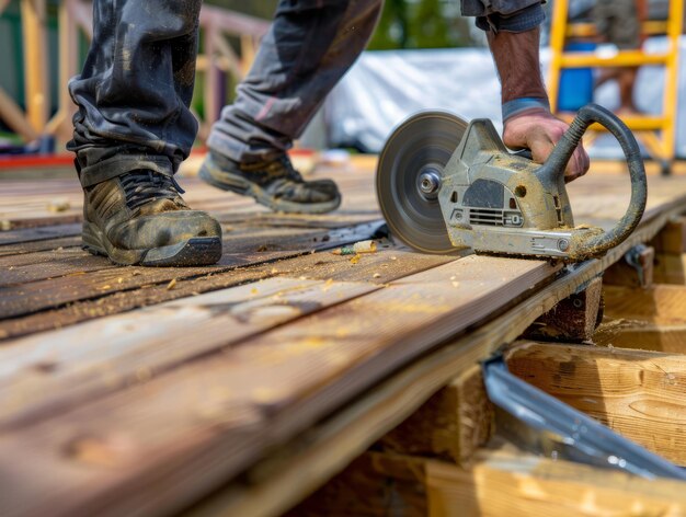 Foto transformando seu jardim com a construção de uma serra circular torx