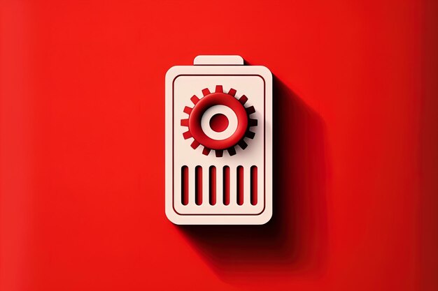 Transmisión automática Icono largo sombreado en un icono simple de fondo rojo