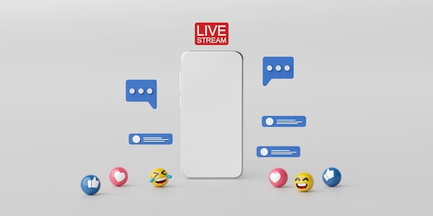 Transmissão ao vivo em aplicativo de mídia social no smartphone