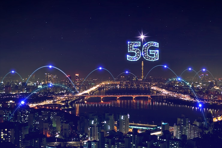 Foto transmissão de grande volume de dados da rede 5g
