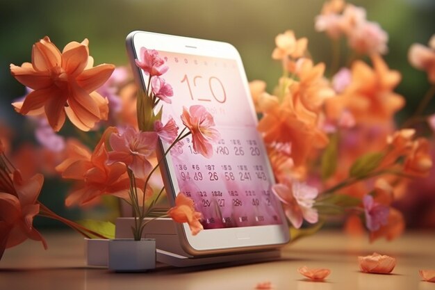 Foto transmitir o conceito de um calendário móvel com tema de flores 00126 00