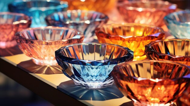 Foto transparent glass retro dish colorful tableware ai