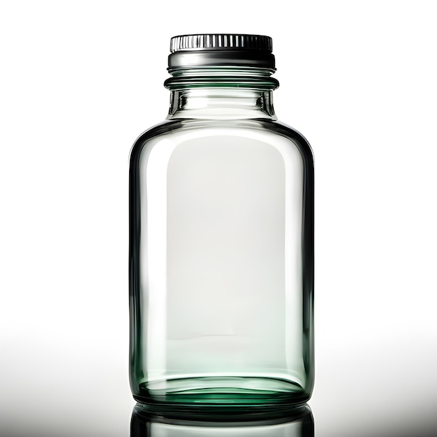 Foto transparente flasche mit schraubverschluss auf weißem hintergrund ai generativ