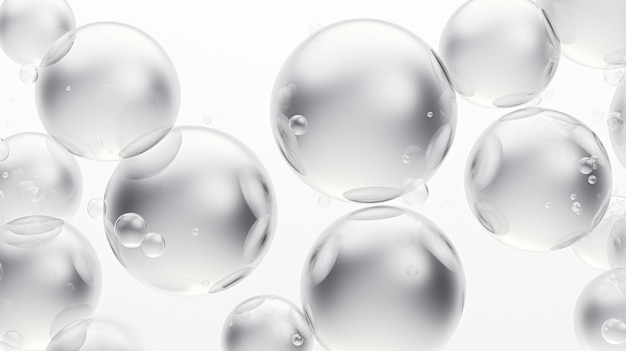 Transparente hellgraufarbene Blasen auf weißem Hintergrund
