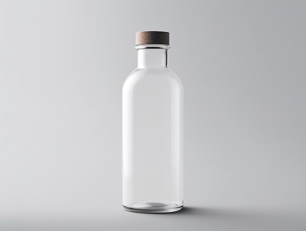 Transparente, saubere Flasche, isoliertes Foto-Mockup auf weißem Hintergrund, KI generiert
