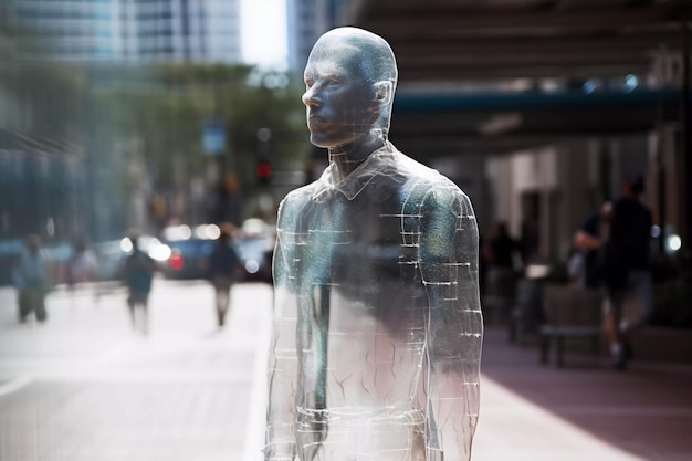 Transparente unsichtbare Person auf der Stadtstraße