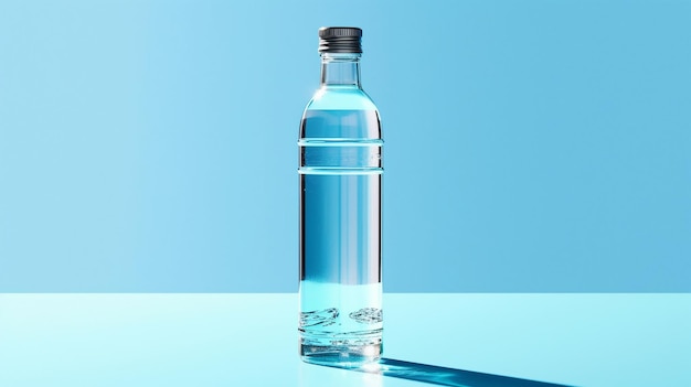 Transparente Wasserflasche, Umwelt- und Wasserschutz, gesundes Trinken, generierte KI