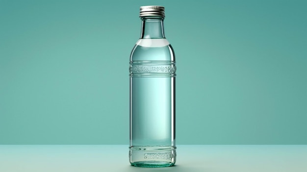 Transparente Wasserflasche, Umwelt- und Wasserschutz, gesundes Trinken, generierte KI