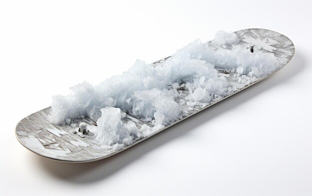 Transparentes Bild mit Nahaufnahme eines leeren, abgenutzten Snowboards