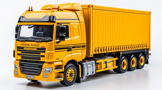 Transport-LKW liefert Frachtcontainer sonnigen Hintergrund