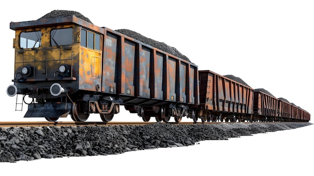 Transport von Mineralien mit schweren Güterzügen auf industriellen Eisenbahnen