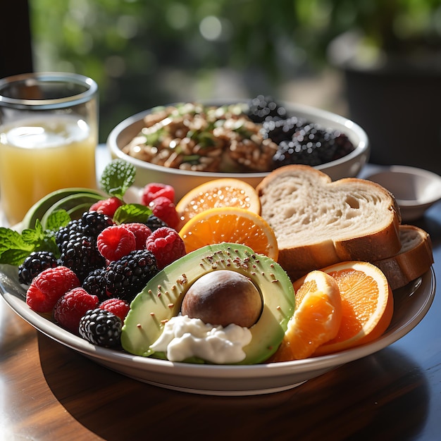Foto transport your audience to a serene morning with a photo that showcases a wholesome breakfast