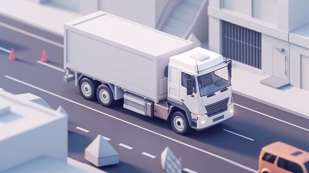 Foto transportar carga de forma eficiente usando um modelo de caminhão branco que permite fácil personalização de cor