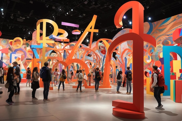 Transpórtate a un vibrante festival de arte lleno de creatividad y color. Imagina un animado escenario.
