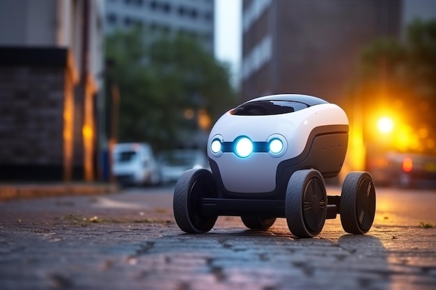 El transporte de automóviles inteligentes la tecnología de entrega de automóviles el robot el automóvil moderno la electricidad la energía el vehículo ecológico