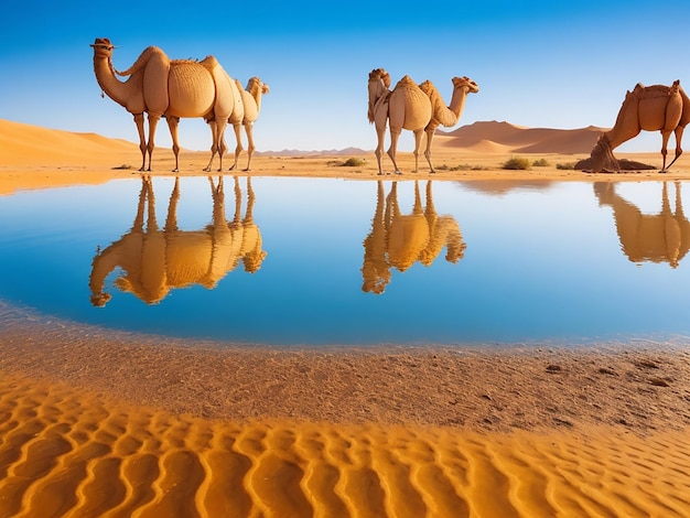 Transporte de deserto de corcunda de animal camelo gerado por IA