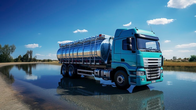 Foto transporte y distribución de agua mineral