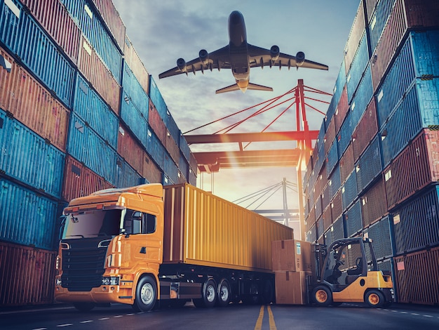 Foto transporte e logística de contêineres e cargueiros.