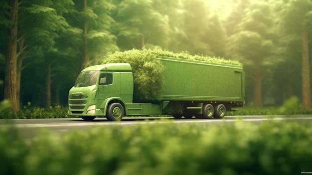 Un transporte ecológico un camión verde IA generativa