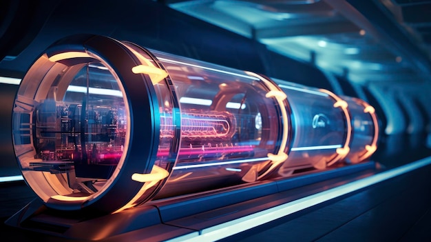 Transporte Hyperloop tecnología avanzada innovadora de viajes de alta velocidad tubos de vacío transporte masivo futurista creado con tecnología de IA generativa