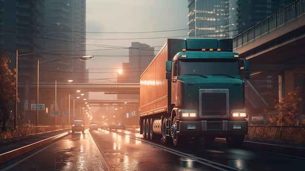 Transporte moderno de carga en carretera IA generativa