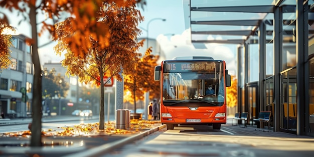 transporte público en autobús en una calle de la ciudad IA generativa