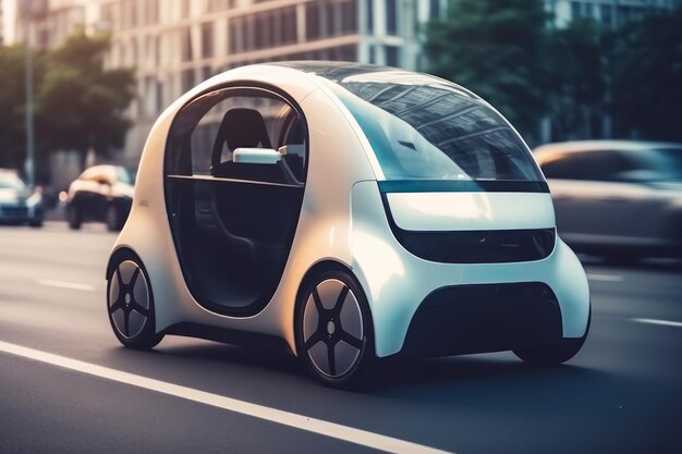 Transporte urbano do futuro com carro autônomo IA generativa