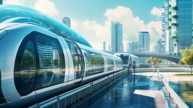 transporte urbano do futuro dia brilhante