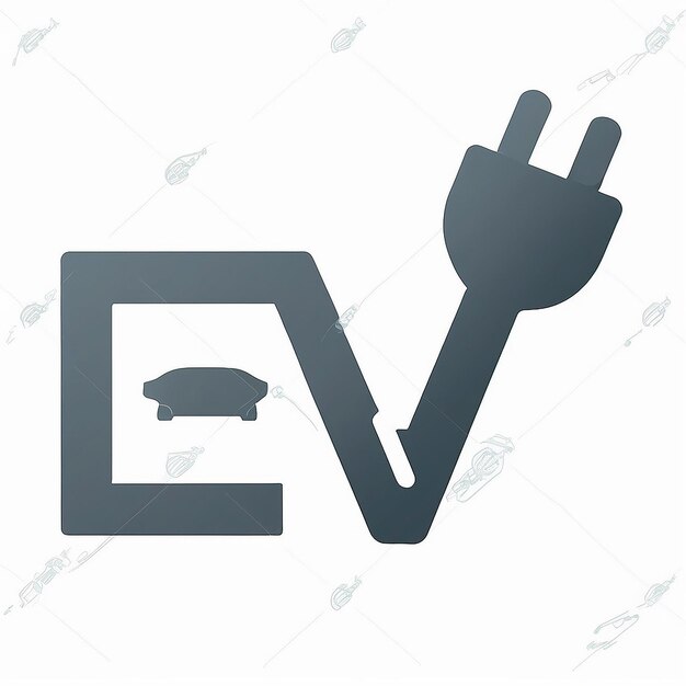 Foto transportelektrisches fahrzeug ev logo-symbol design in schwarzer farbe vektorillustration