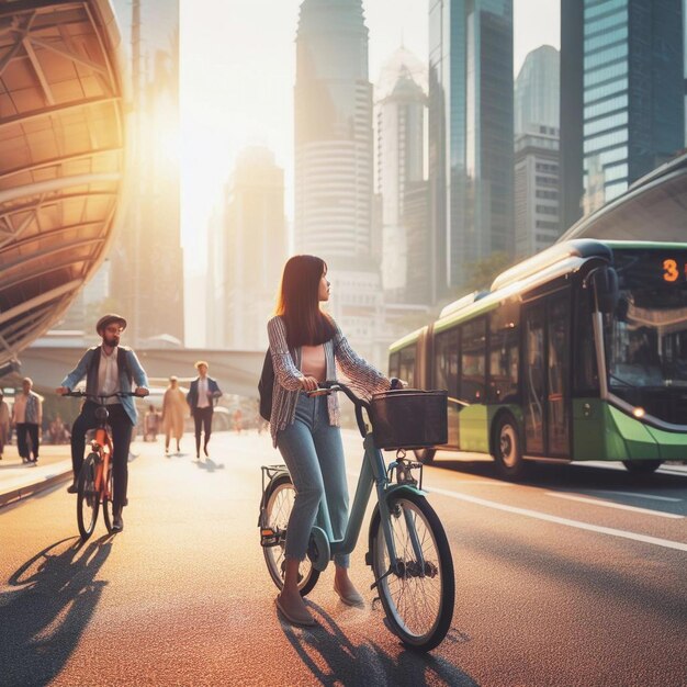 Foto transportes sustentáveis na cidade