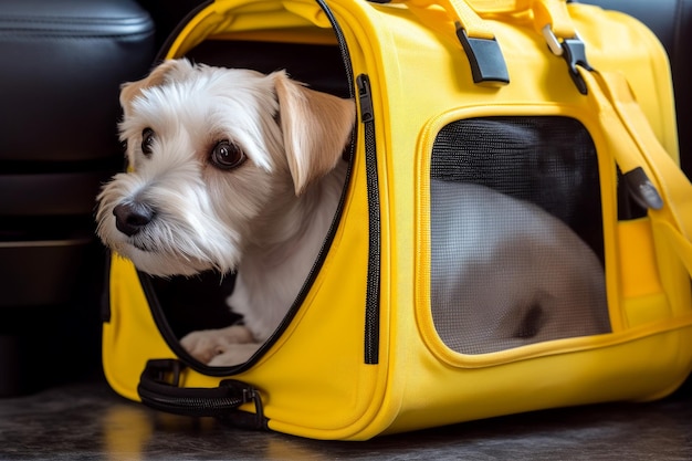 Transportín amarillo para perros Generar Ai