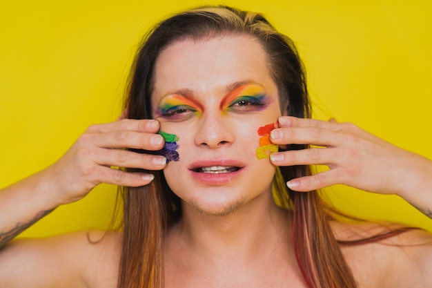 Transsexuelle männliche Porträt konzeptionelle Unterstützung für Schwule Lesben Transgender und gegen Homophobie