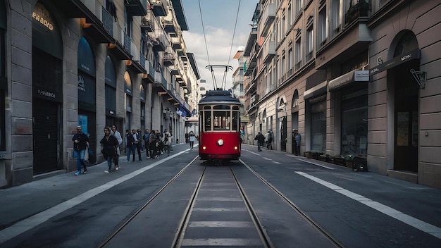 Tranvía en el distrito de navigli de Milán