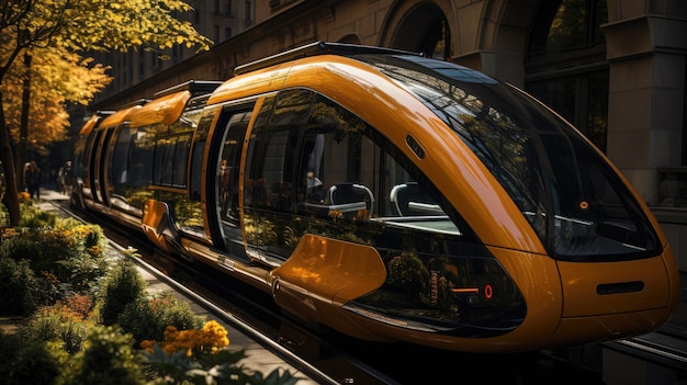 Foto los tranvías con energía solar se deslizan el patrón de repetición del transporte
